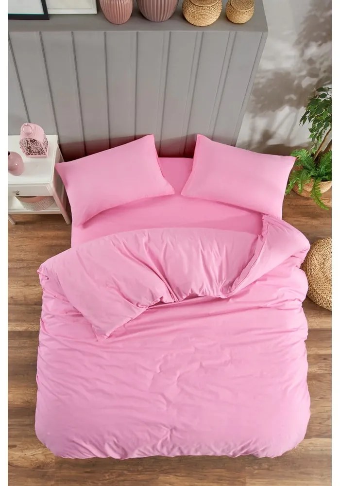 Różowa pościel jednoosobowa z prześcieradłem/3-częściowa 160x220 cm Classic – Mila Home