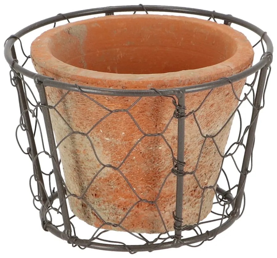 Koszyk druciany z terakotową doniczką Esschert Design