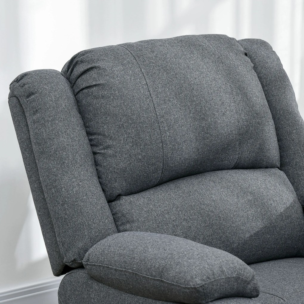 HOMCOM Fotel relaksacyjny z funkcją leżenia i podnóżkiem, regulowany, do 150 kg, rama stalowa, 90 x 96 x 98 cm, Szary