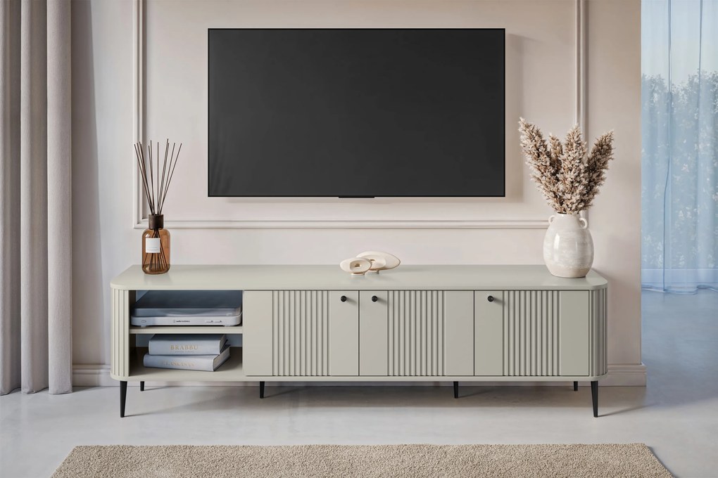 Szafka RTV Vesper 3D 187 cm - kaszmir / czarne nogi