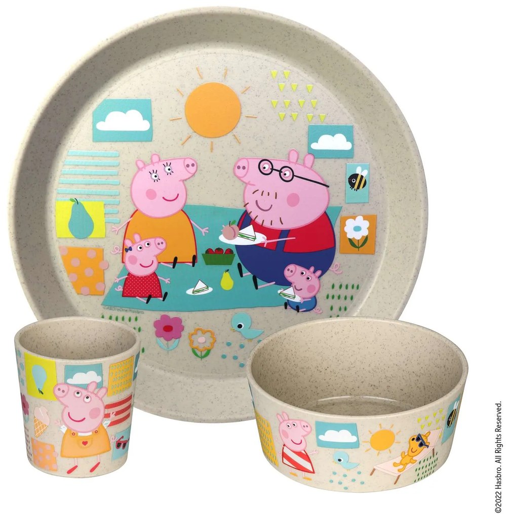 Zestaw obiadowy dla dzieci CONNECT ŚWINKA PEPPA,  z tworzywa organic, KOZIOL
