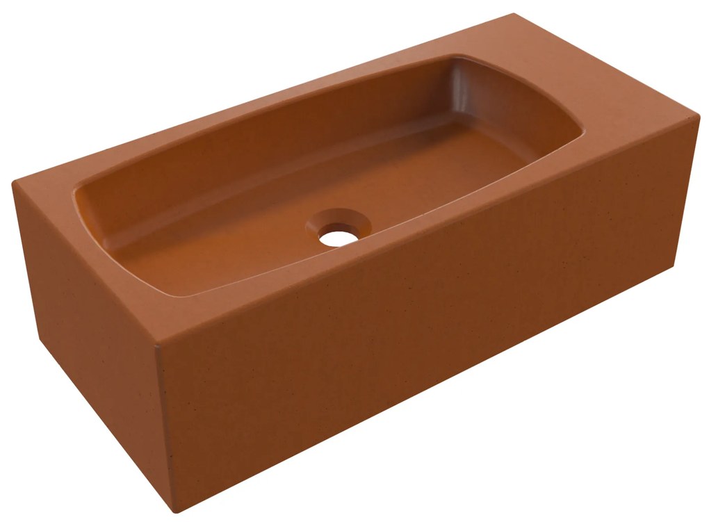 Umywalka betonowa prostokątna bez otworu na baterię 65 x 30 cm z półką ZALM i konsola