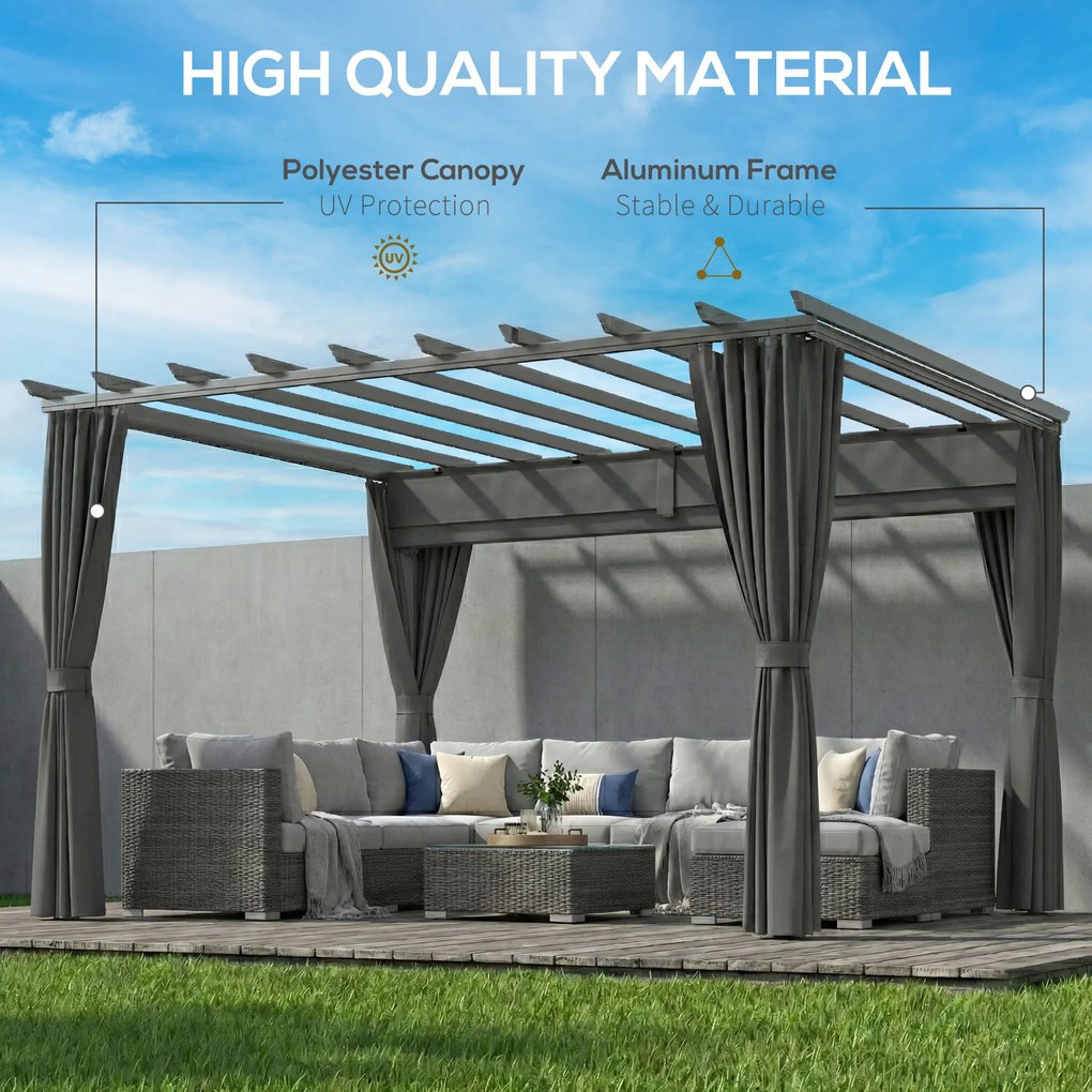 Outsunny Pergola 3,6 x 3 m, pawilon ogrodowy, zadaszenie tarasu z aluminium, regulowany dach, ciemnoszary | Aosom PL