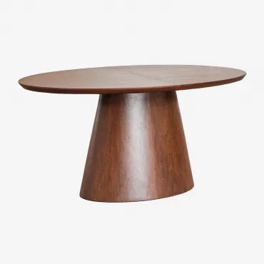 Stół Jadalniany Owalny 160-200x100 Cm Rozkładany Z Mdf I Fornirem Gala Ciemne Drewno - Sklum
