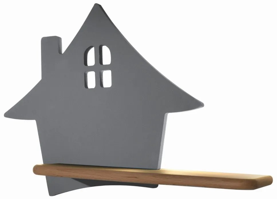 LED dziecięca lampa ścienna z półką HOUSE LED/4W/230V szara/drewno
