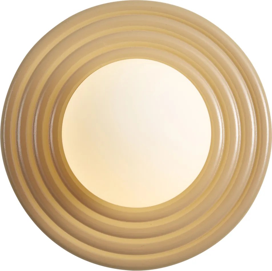 Lampa ścienna retro taupe z okrągłym kloszem opalowym 20cm IP44 - Lila