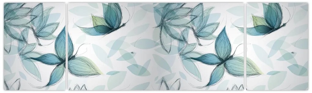 Obraz - Niebieskie motyle (170x50 cm)