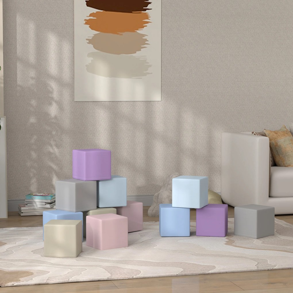 HOMCOM Zestaw miękkich klocków dla dzieci, zabawki do wspinaczki i raczkowania, pianka EPE, ekoskóra, 20 cm