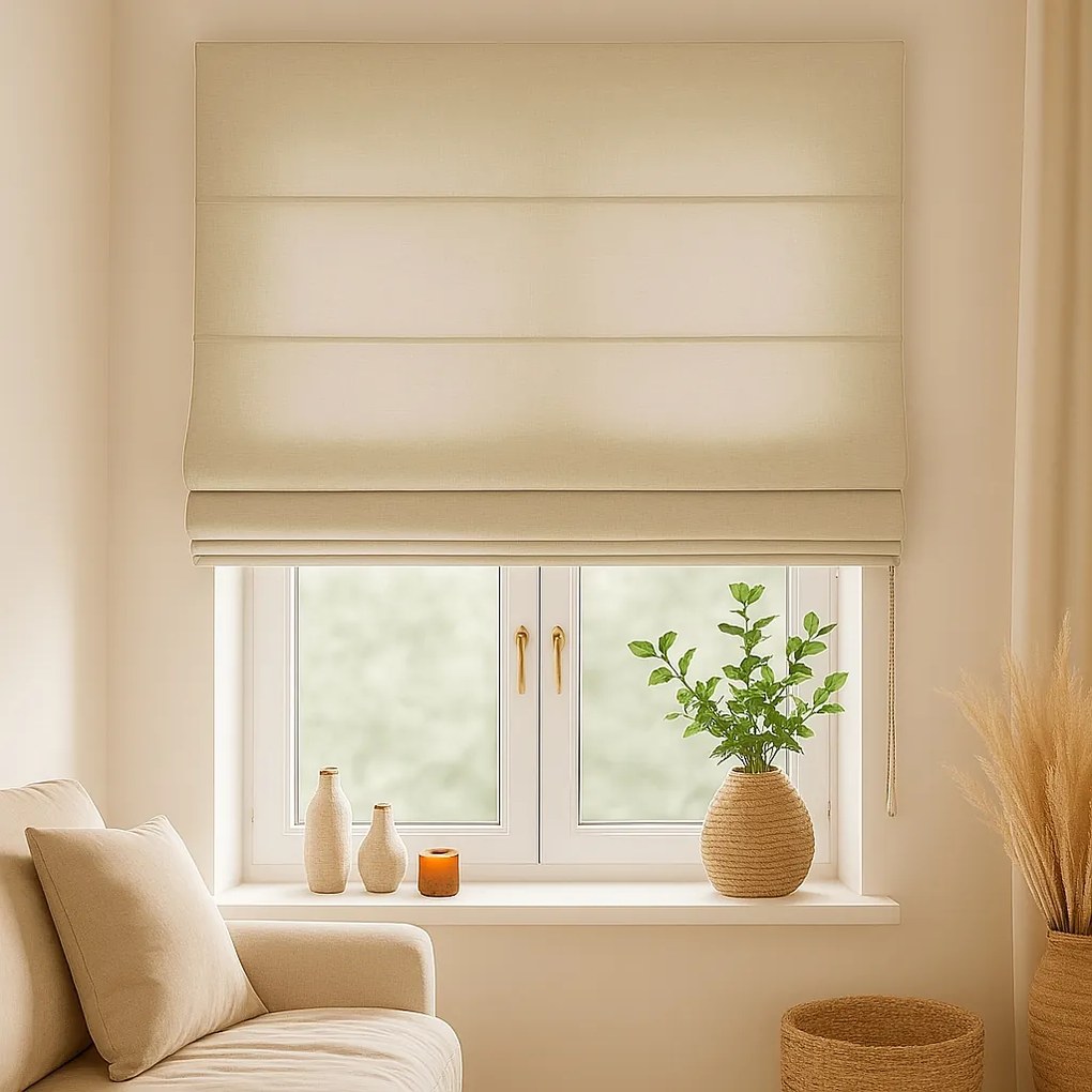 Roleta rzymska na wymiar jasny beż EFE bez wzorów - do 200 cm