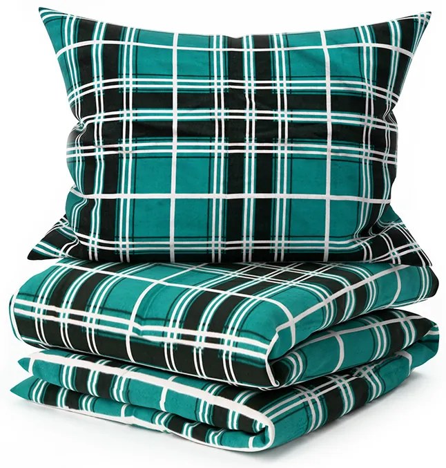 PrzytulneMieszkanie.pl PrzytulneMieszkanie.pl Flanelowa pościel KOSTKA zielona Rozmiar pościeli: 2 szt 70 x 90 cm | 200 x 220 cm