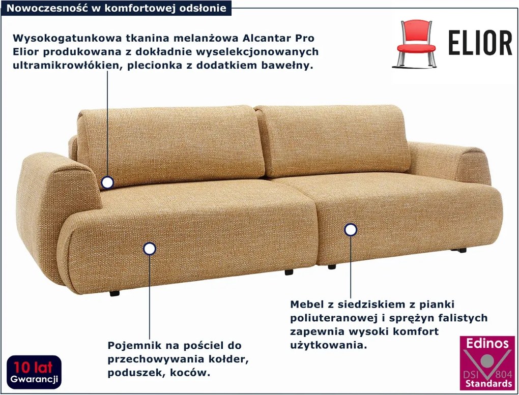 Miodowa kanapa melanżowa z funkcją spania D0-L11