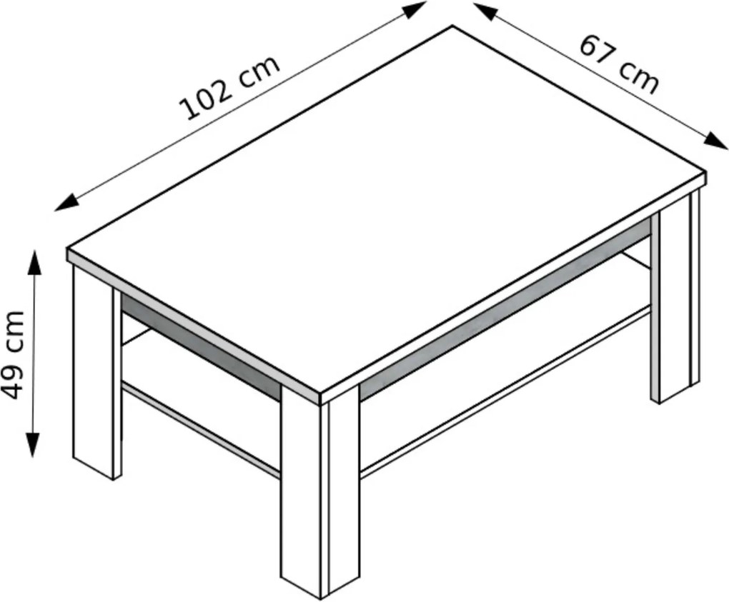 Ława z Półką do Salonu NOVO 102 cm Biała / beton Nowoczesna
