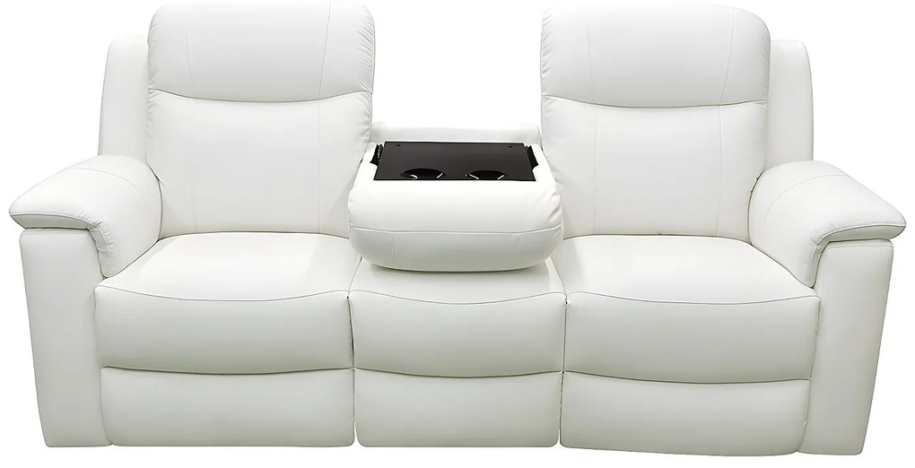 Kanapa skórzana 3-osobowa EVASION z funkcją relax - biały kość słoniowa