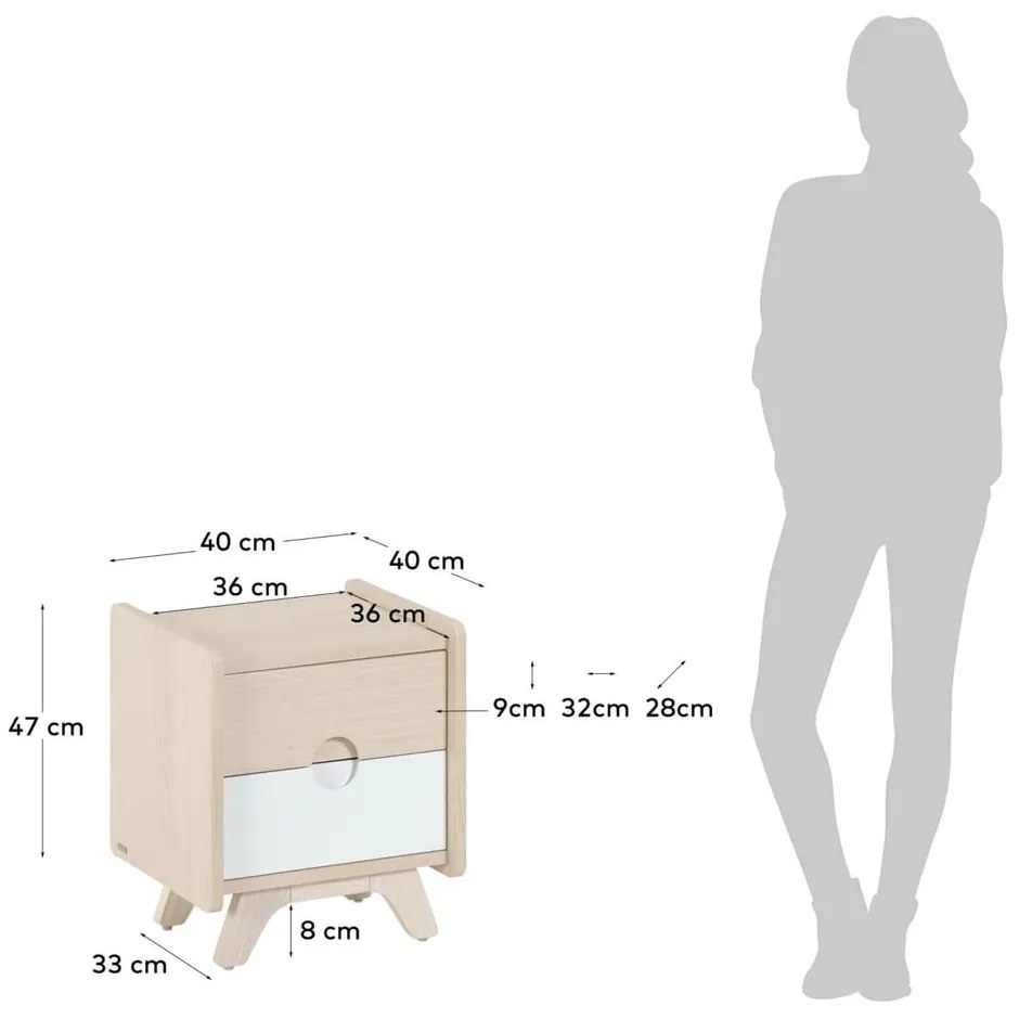 Dziecięca szafka nocna w dekorze jesionu w naturalnym kolorze Nunila – Kave Home