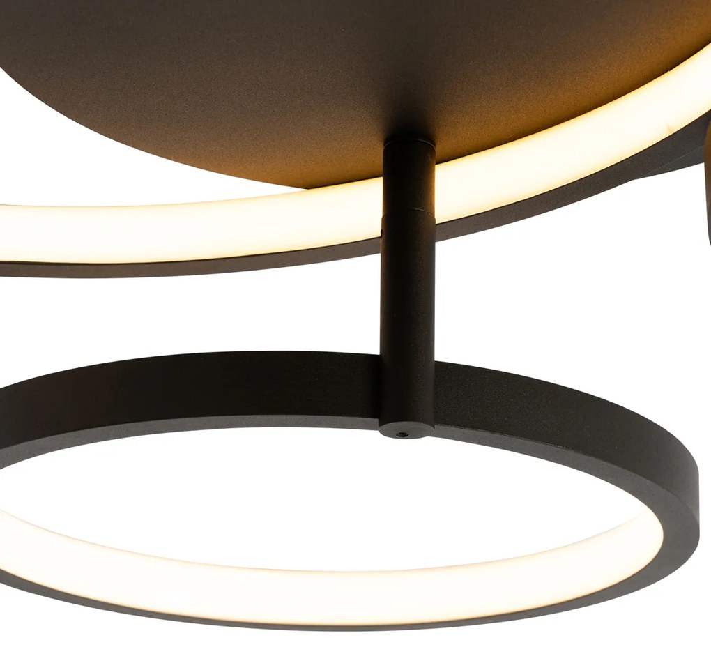 Inteligentna lampa sufitowa czarna 3-światłowa z pilotem - RondasDesignerski Oswietlenie wewnetrzne