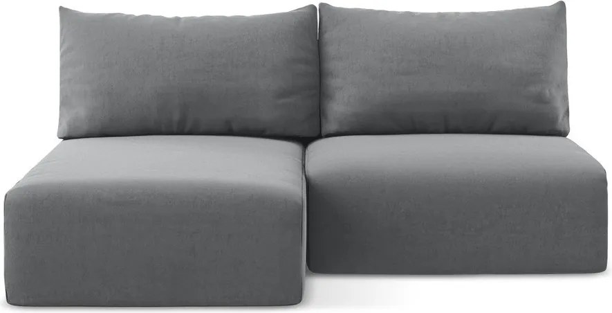 Szary aksamitny rozkładany/ze schowkiem narożnik (lewostronny/z szezlongiem) Kalena – Makamii