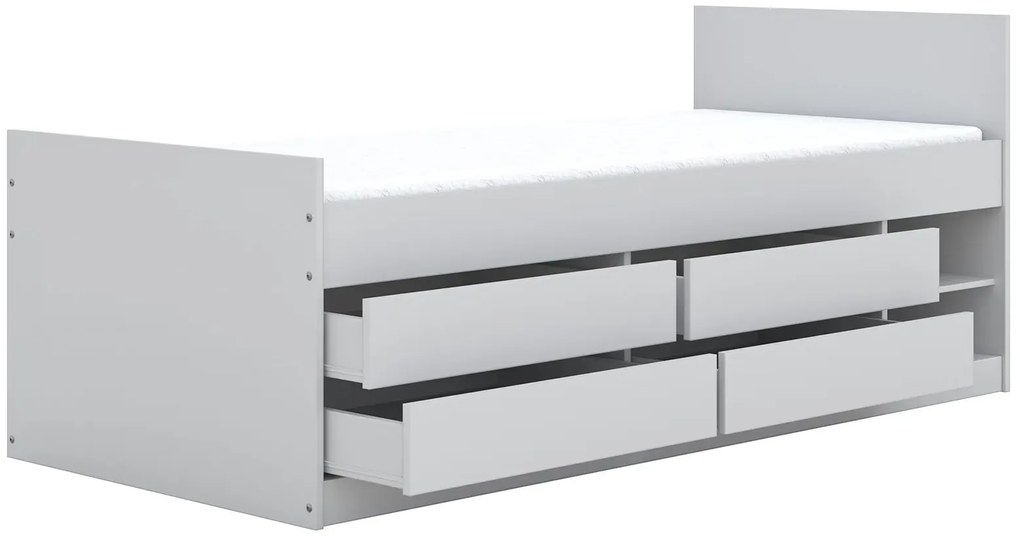 Pojedyncze łóżko z materacem i 4 szufladami 90x200 S6-F24