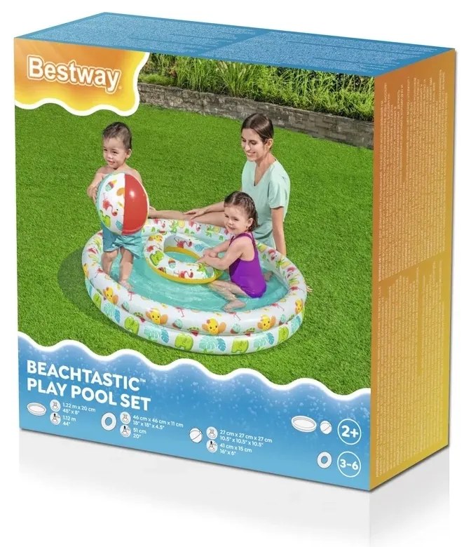 Bestway Zestaw nadmuchiwany - basen 122 cm, kołodo pływania 46 cm, piłka 27 cm