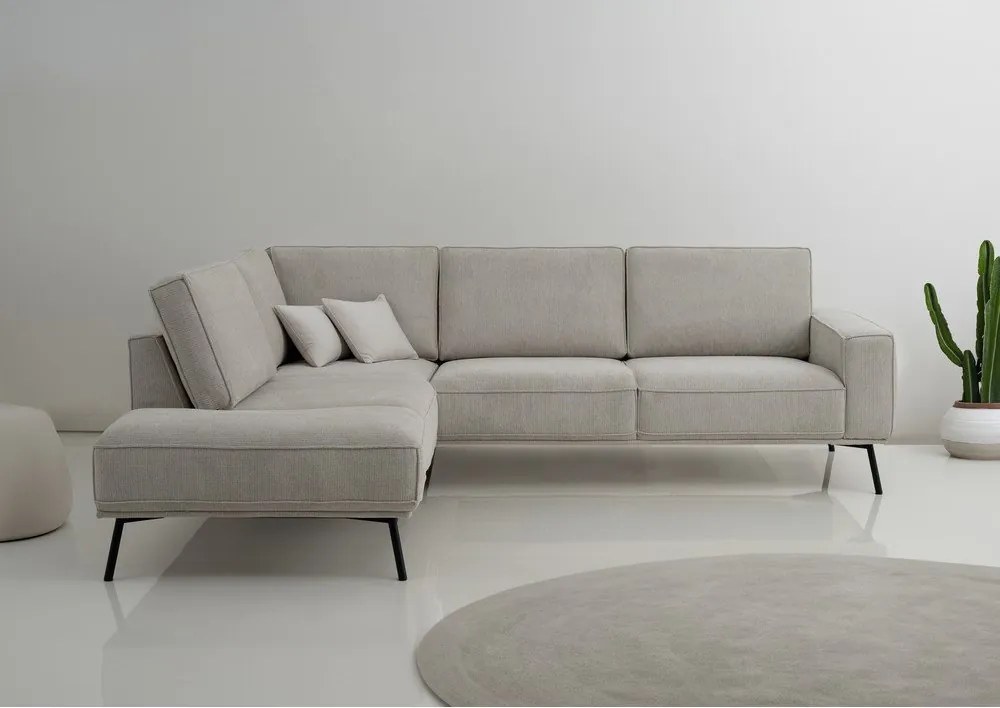 Szarobeżowy narożnik z tkaniny szenilowej (lewostronny/w kształcie litery L) Amsterdam – Scandic