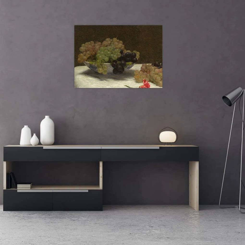 Obraz na szkle - Henri Fantin-Latour, Still Life with Grapes and a Carnation, reprodukcje (70x50 cm)