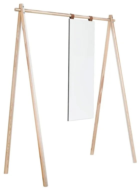 Wieszak z drewna sosnowego z lustrem Karup Design Hongi Natural