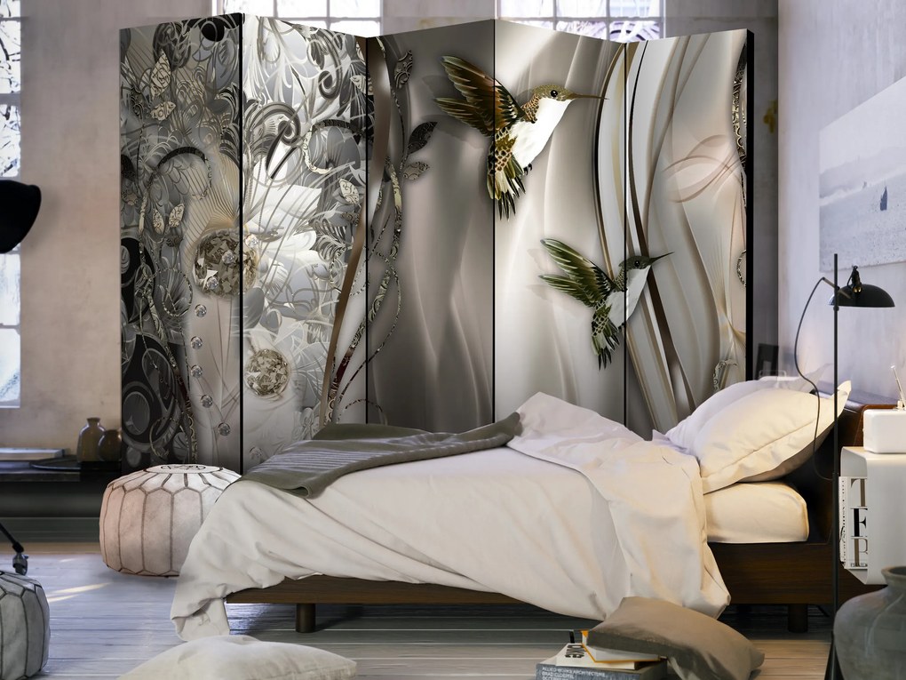 Parawan akustyczny Zwierzęta 225x172 cm 5-częściowy szary ARTGEIST B