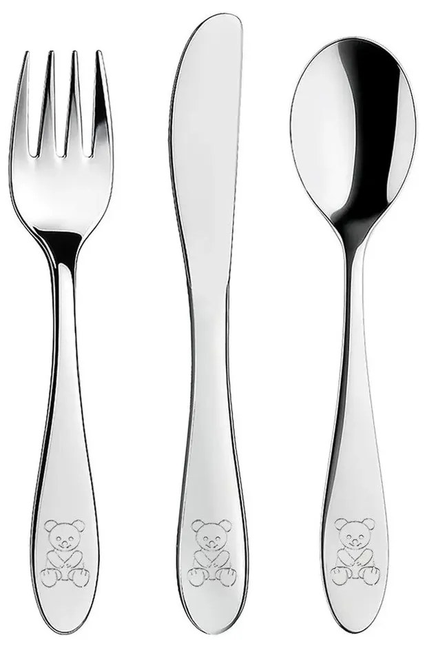 Sztućce dla dzieci ze stali nierdzewnej w kolorze srebrnym 3 szt. – Orion