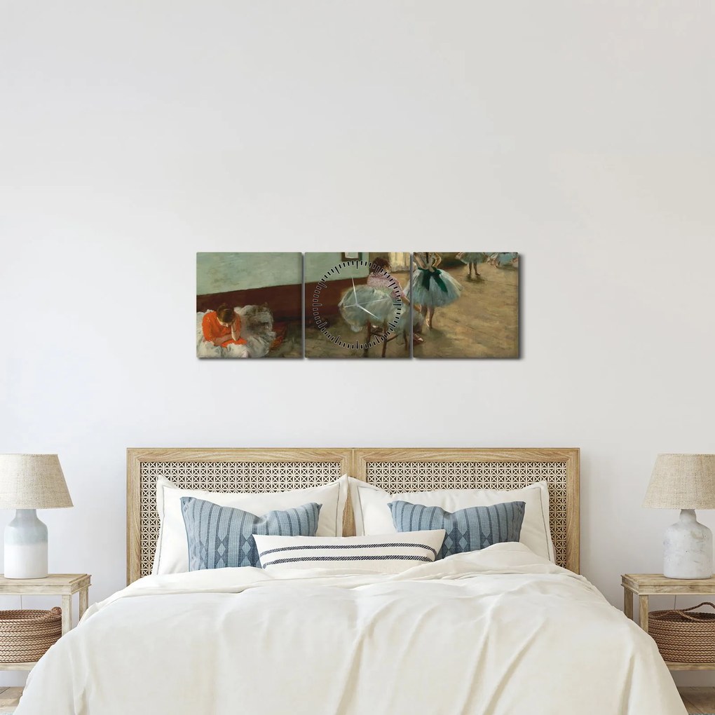 Obraz - Edgar Degas, The Dance Lesson, reprodukcje (z zegarem) (90x30 cm)