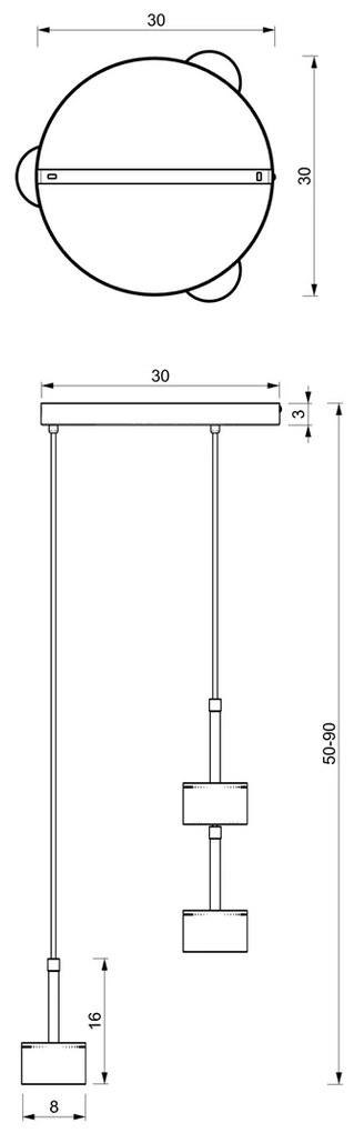 Lampa wisząca ARENA BLUE/GOLD 3xGX53, granatowa, na kole złota, potrójna
