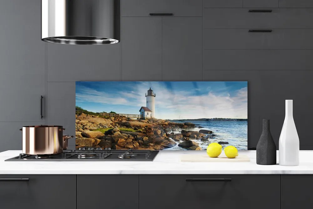 Panel Szklany do Kuchni Klasyczna Latarnia na Brzegu