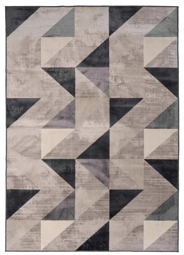 Szary/beżowy dywan z mieszanki bawełny 140x200 cm Graphic – douceur d'intérieur