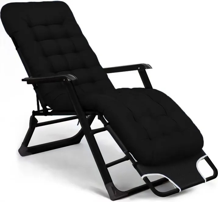 Leżak ogrodowy rozkładany Tossa DC01-BK-BK, poduszka czarna, stelaż czarny