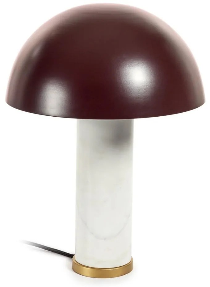 Biała/ciemnobrązowa marmurowa lampa stołowa z metalowym kloszem (wysokość 43 cm) Zorione – Kave Home