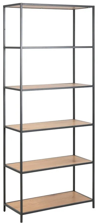 Czarno-naturalny regał w dekorze dębu 77x185 cm Seaford – Actona