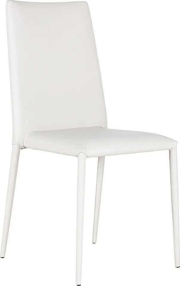 Zestaw 4 nowoczesnych, składanych krzeseł tapicerowanych "Lavender" w kolorze białym, ze skóry ekologicznej, do salonu, 42x40 cm, 96h