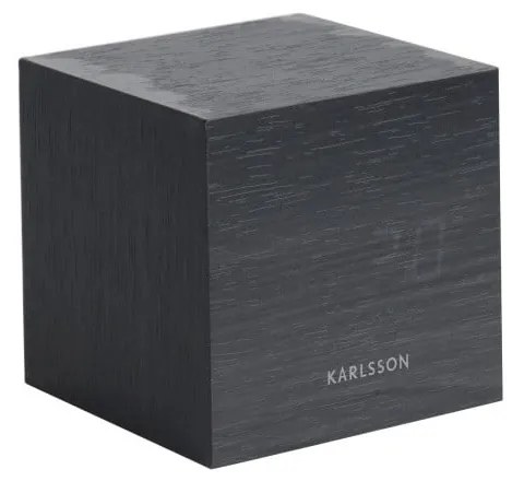 Czarny budzik Karlsson Mini Cube, 8x8 cm