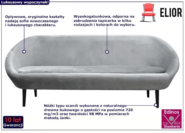 Trzyosobowa sofa skandynawska Viniera 4X - 27 kolorów