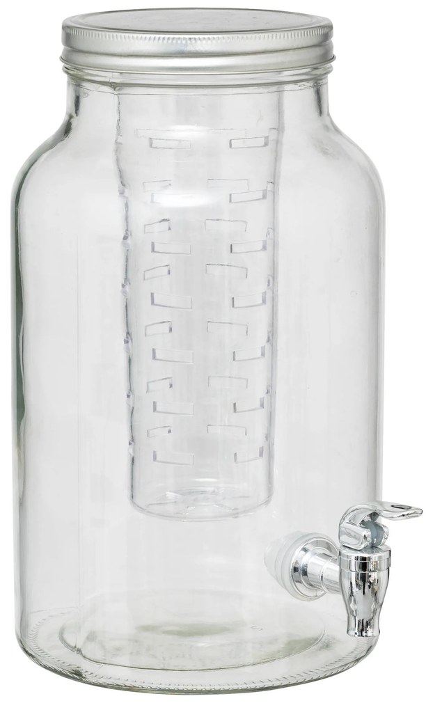 Szklany dozownik do napojów z kranikiem i wkładem na owoce FUZY, 6 l