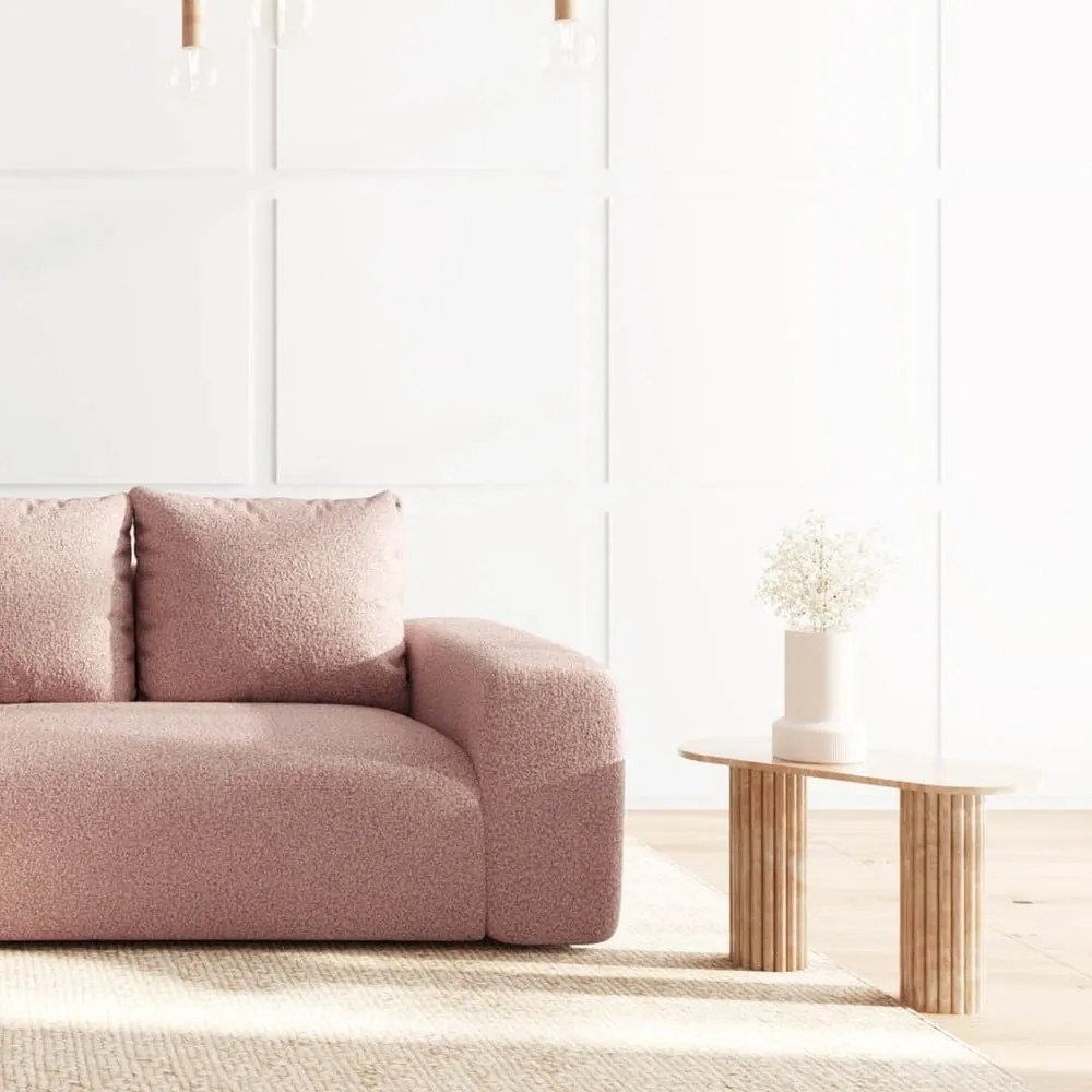 Różowy narożnik z materiału bouclé (lewostronny/z szezlongiem) Monce – Rodier