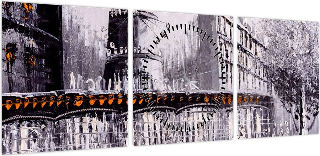 Obraz - Obraz olejny przedstawiający miasto II. (z zegarem) (90x30 cm)