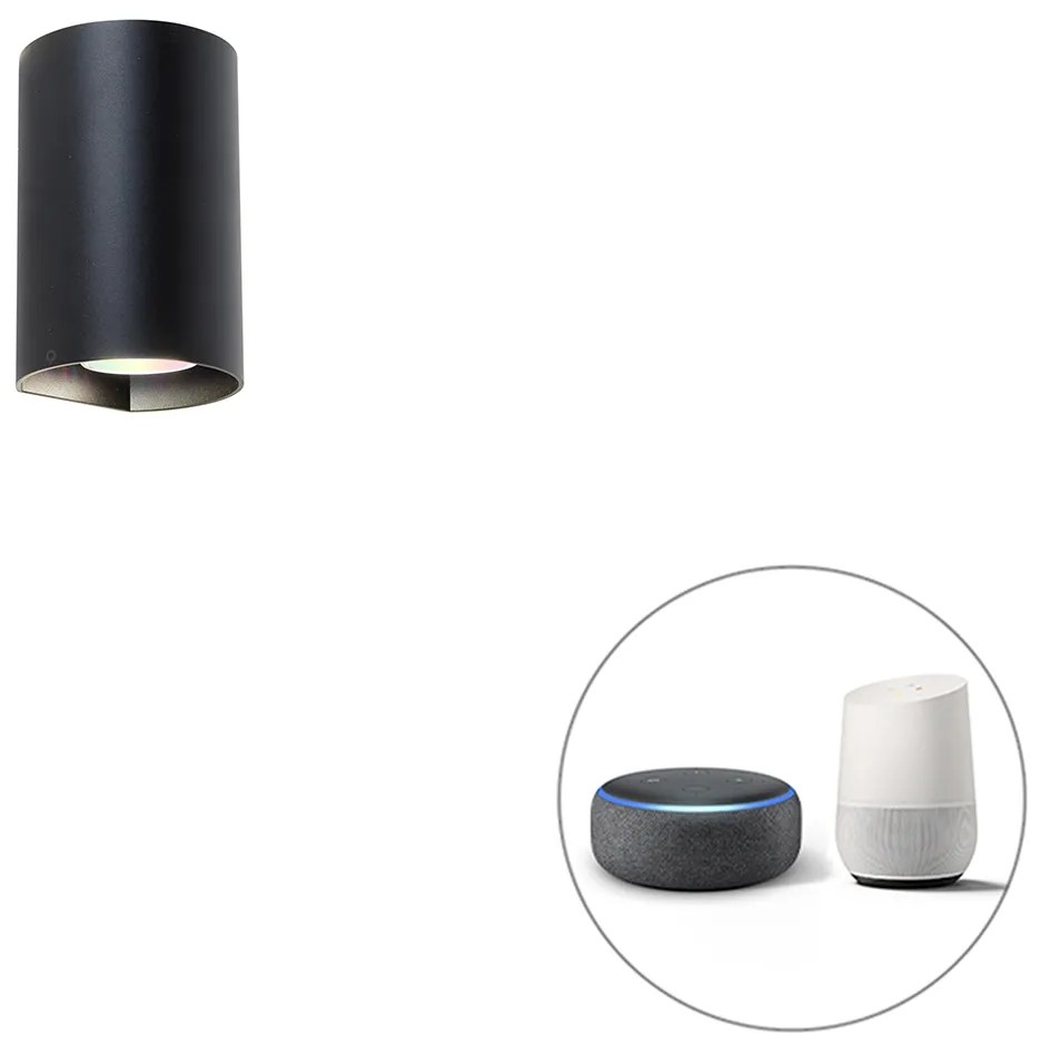 Inteligentna okrągła lampa ścienna czarna w tym Wi-Fi GU10 - SabbirDesignerski Oswietlenie wewnetrzne