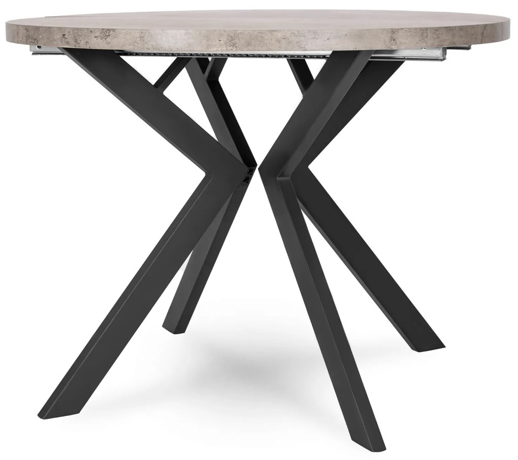 Stół Okrągły Rozkładany LUKAS 100-250 cm Beton Nowoczesny Loft