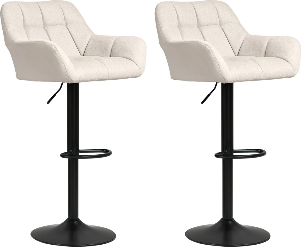 HOMCOM Barowe krzesła 2 w zestawie w stylu retro, regulowane wysokości, ekoskóra w wyglądzie lnu kremowy + czarny
