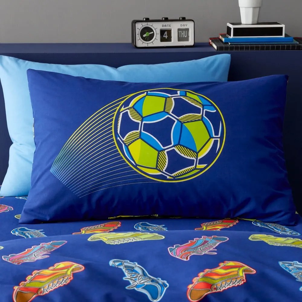 Niebieska pościel dziecięca dwuosobowa 200x200 cm Bright Football – Catherine Lansfield
