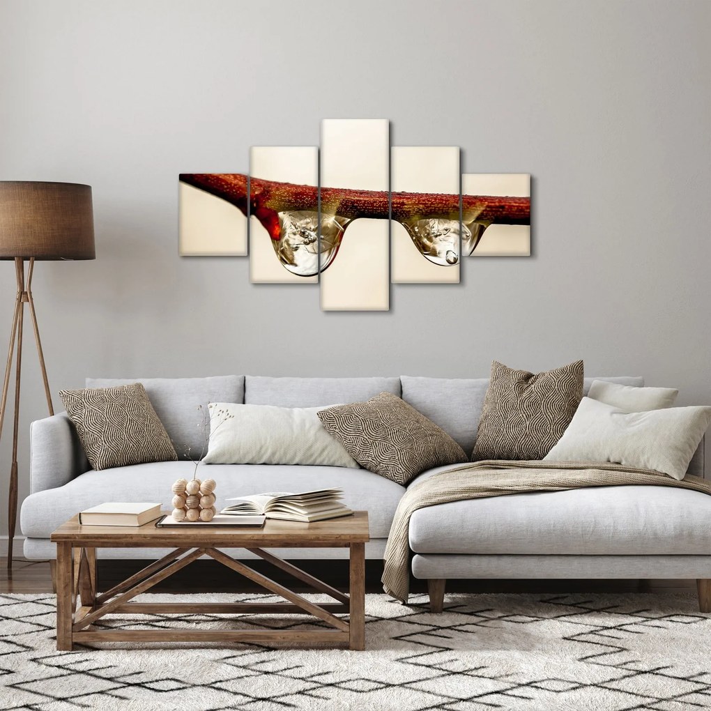 Obraz kropli na gałęzi (125x70 cm)