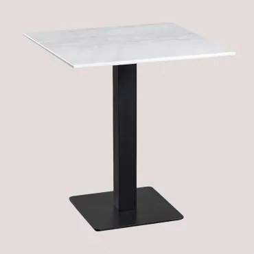 Kwadratowy Stolik Barowy Z Marmuru Livanto Biały Marmur & ↔︎ 70 Cm & Czarny - Sklum