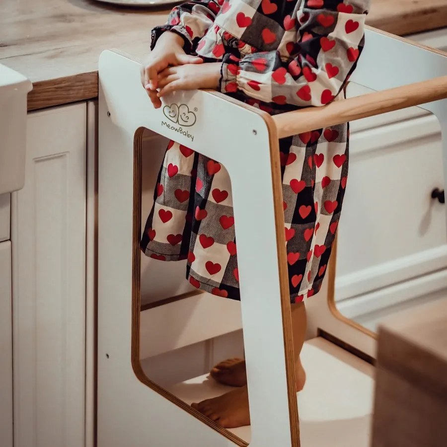 Kitchen helper scandi pomocnik kuchenny dla dziecka, biały - meowbaby®