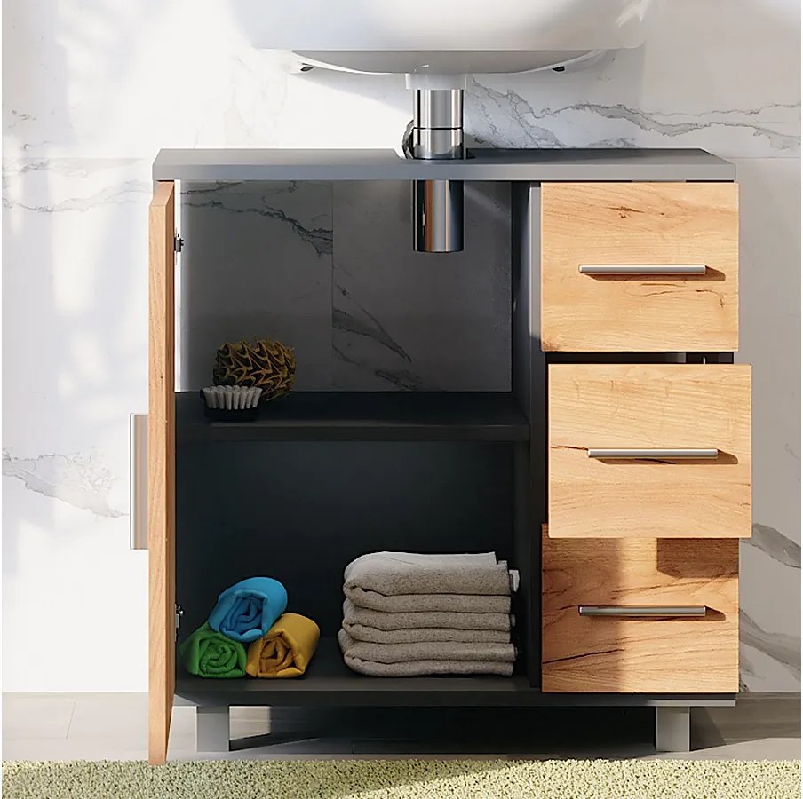 Szafka pod umywalkę antracyt/złoty dąb 60x33x60.8 ilias