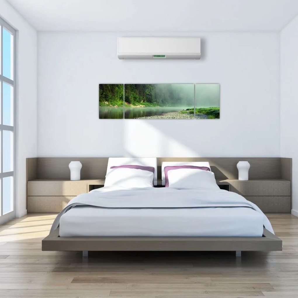 Obraz - rzeka przy lesie (170x50 cm)