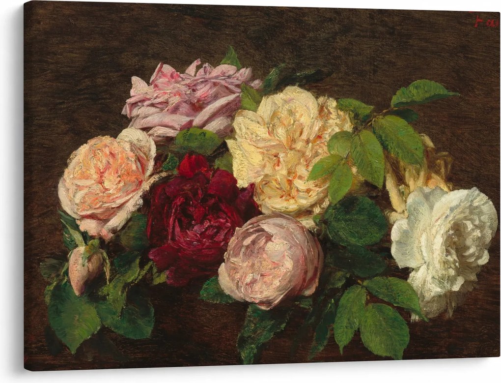 Obraz - Henri Fantin-Latour, Roses de Nice on a Table, reprodukcje (70x50 cm)